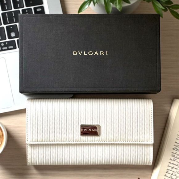 BVLGARI Handbags - BULGARI Bvlgari RARE Gray/Cream Continental Long Wallet With Box
